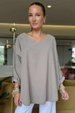 Made in Italy Cooper Needlecord Scoop Dip Back Top Mocha